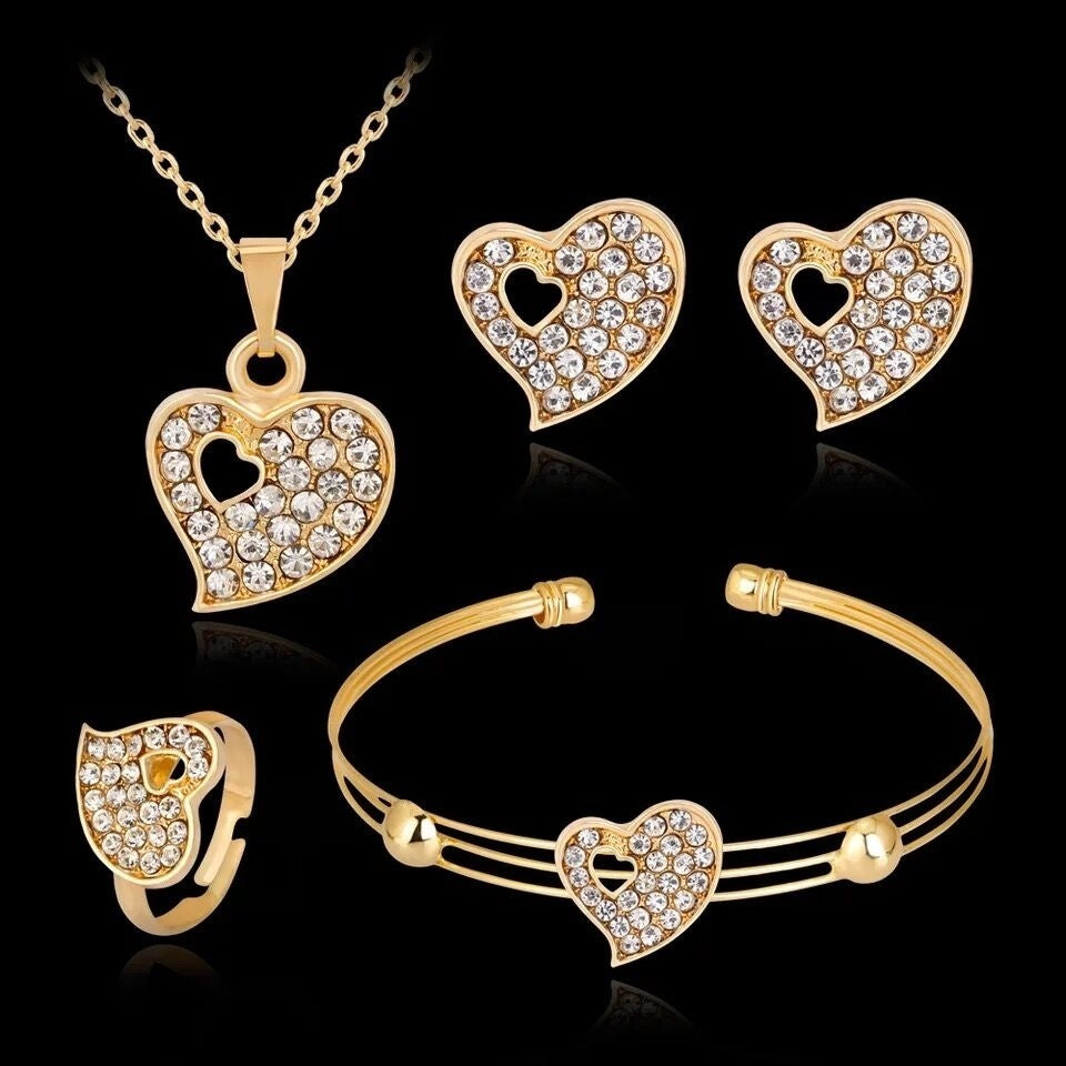 Pfirsich Herz Schmuck Set Europäischen Und Amerikanischen Kristall Liebe Set Pullover Halskette