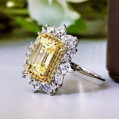 Simple And Generous Ring Group With Diamond Inlaid Wedding Ring