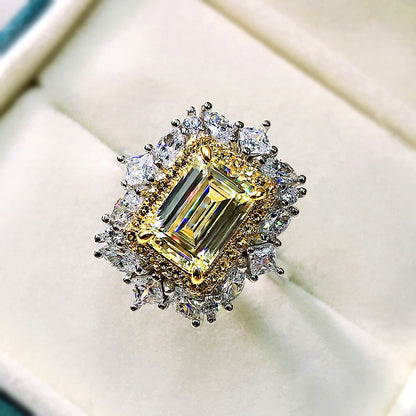 Simple And Generous Ring Group With Diamond Inlaid Wedding Ring