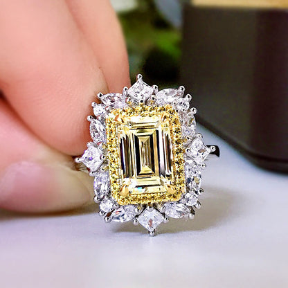 Simple And Generous Ring Group With Diamond Inlaid Wedding Ring