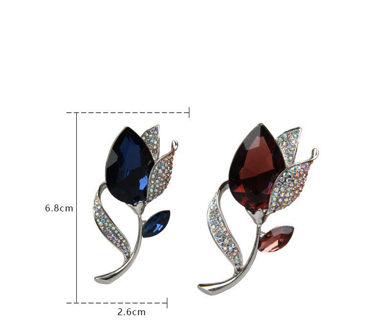High-End Temperament Crystal Flower Brooch