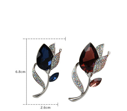 High-End Temperament Crystal Flower Brooch