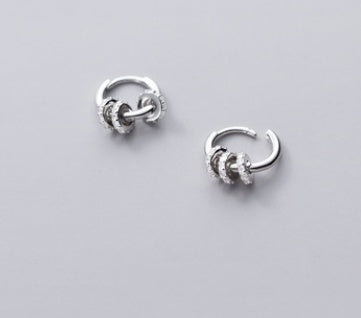 Temperament Sweet Small Circle Earrings Fashion Diamond Geometric Earrings