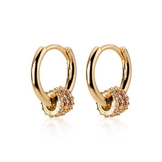 Temperament Sweet Small Circle Earrings Fashion Diamond Geometric Earrings