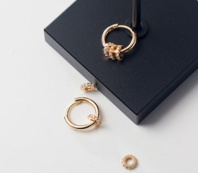 Temperament Sweet Small Circle Earrings Fashion Diamond Geometric Earrings