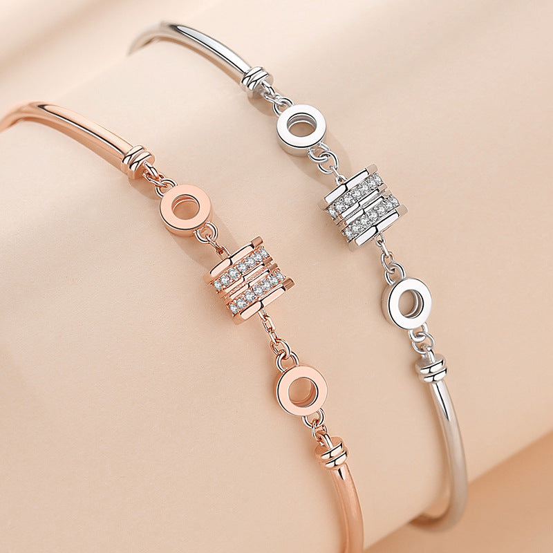 Elaine Jewelry S925 Small Waist Sterling Silver Bracelet Fashion Diamond Bracelet Japan And South Korea Jewelry Girlfriend Gift