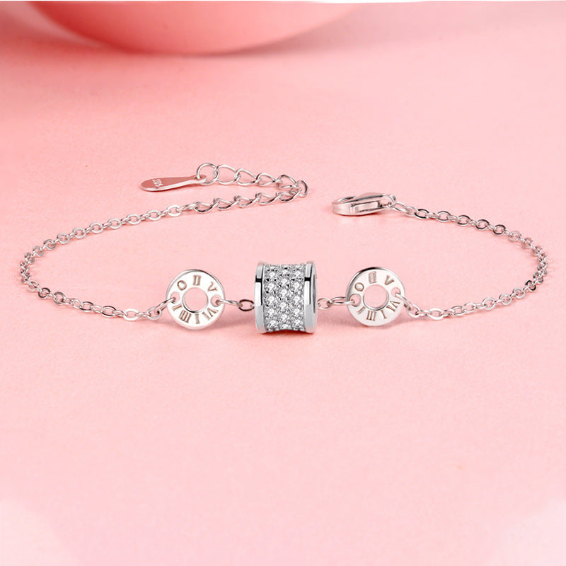 Elaine Jewelry S925 Small Waist Sterling Silver Bracelet Fashion Diamond Bracelet Japan And South Korea Jewelry Girlfriend Gift