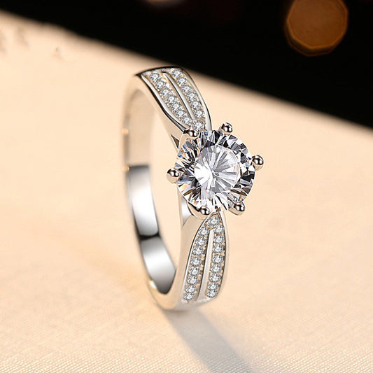 S925 Sterling Silver Micro-inlaid One-carat Moissanite Ring