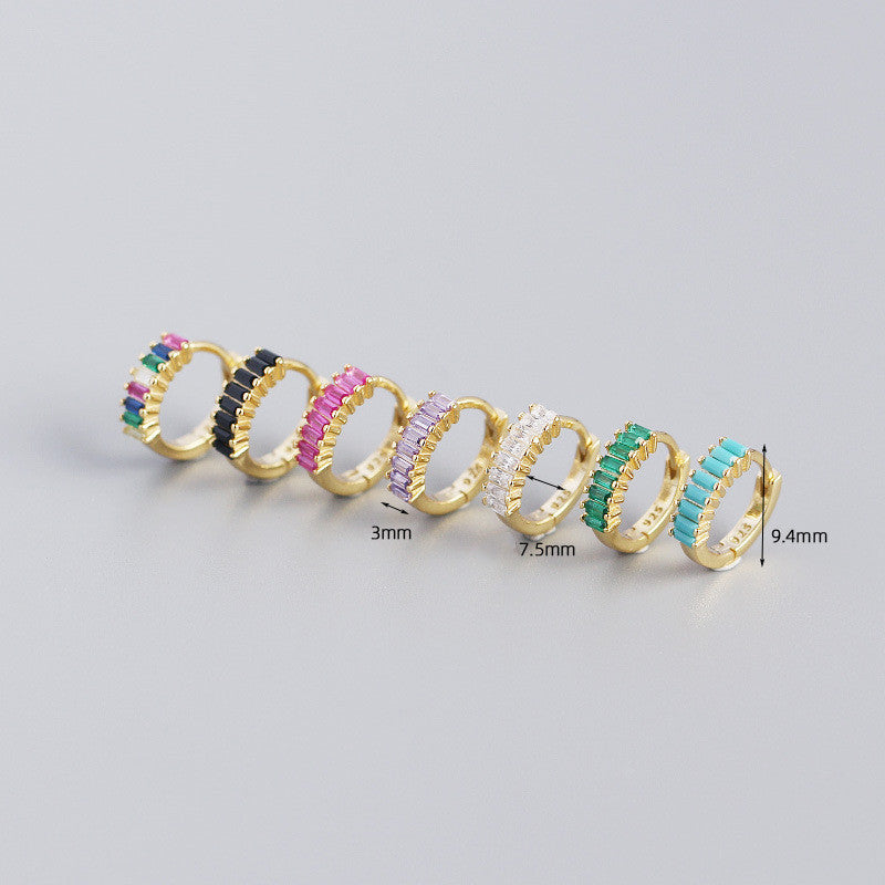 Women's Inlaid Cubic Zirconia Sterling Silver Stud Earrings