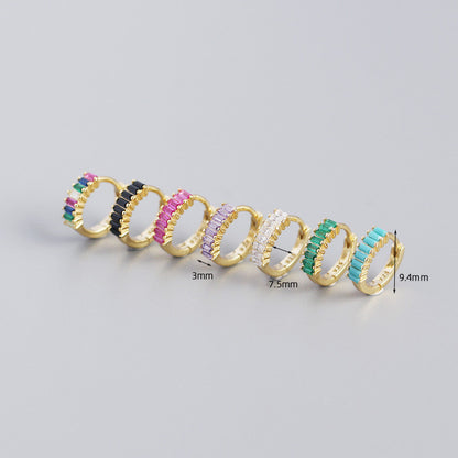 Women's Inlaid Cubic Zirconia Sterling Silver Stud Earrings