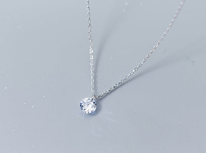 S925 Silver Necklace Pendant Female Diamond Necklace Simple Short Clavicle Chain