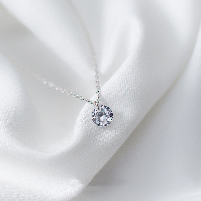S925 Silver Necklace Pendant Female Diamond Necklace Simple Short Clavicle Chain