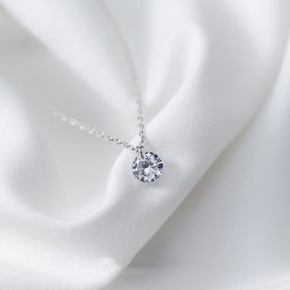S925 Silver Necklace Pendant Female Diamond Necklace Simple Short Clavicle Chain
