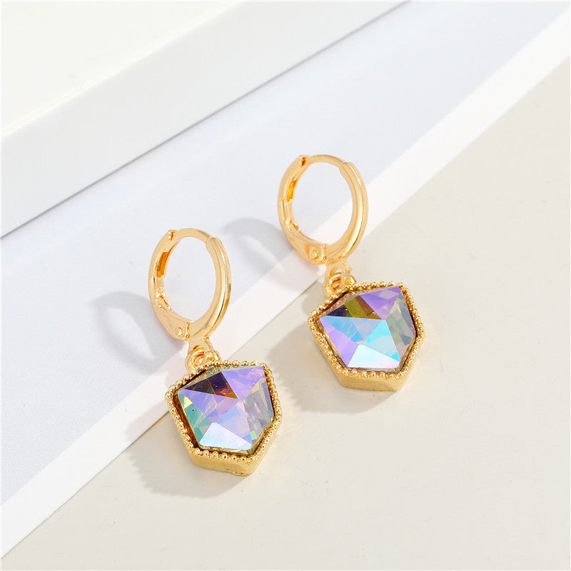 مجموعة أقراط وقلادة من حجر هاو الكريستالي الملون الجديد، مجموعة أقراط وقلادة من الراتنج الأنيق