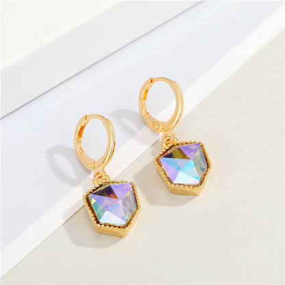 مجموعة أقراط وقلادة من حجر هاو الكريستالي الملون الجديد، مجموعة أقراط وقلادة من الراتنج الأنيق