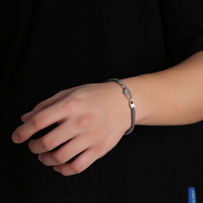 Männer und Frauen 925 Sterling Silber Punk Retro Hip Hop Diamant Schmuck Ornament Armband