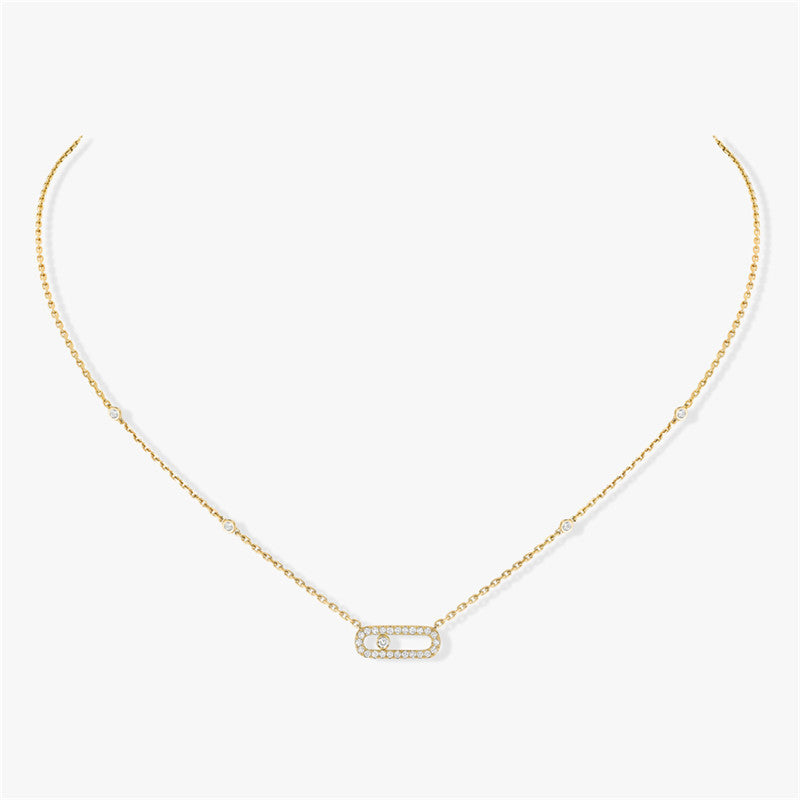 Rose Gold Simple Mobile Single Diamond Full Diamond Necklace