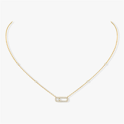 Rose Gold Simple Mobile Single Diamond Full Diamond Necklace