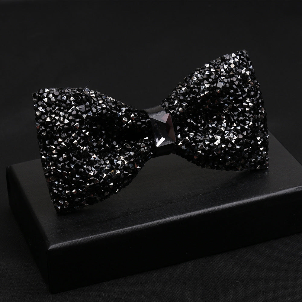 Fashionable Men's Shiny Diamond Bow Tie
