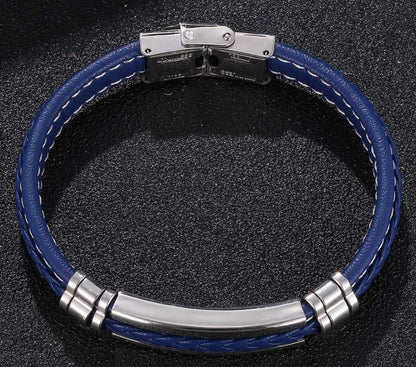 Fashion Braided Men's Stainless Steel Leather Bracelet