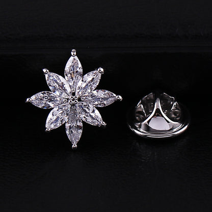 Crystal Small Brooch Collar Pin Gold-plated Micro Inlaid Zircon High-grade Anti-exposure Cap Ornament