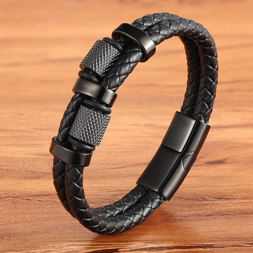 Explosive stainless steel magnet buckle leather bracelet