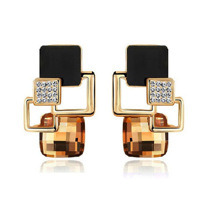 Classic crystal geometric square jewelry set