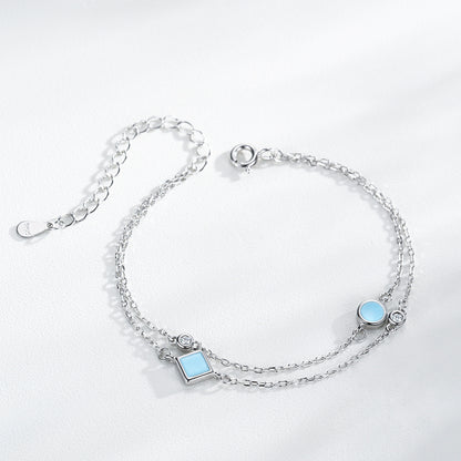 Women's S925 Silver Geometric Round Bracelet