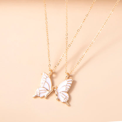 1 Pair Butterfly Pendant Necklace For Women Girls Sisters Friends With Inspirational Friendship Card