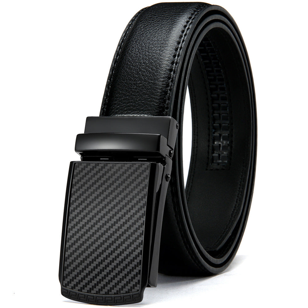 Men's Casual Fashion Automatic Buckle Two Layer Cowhide Leather Belt