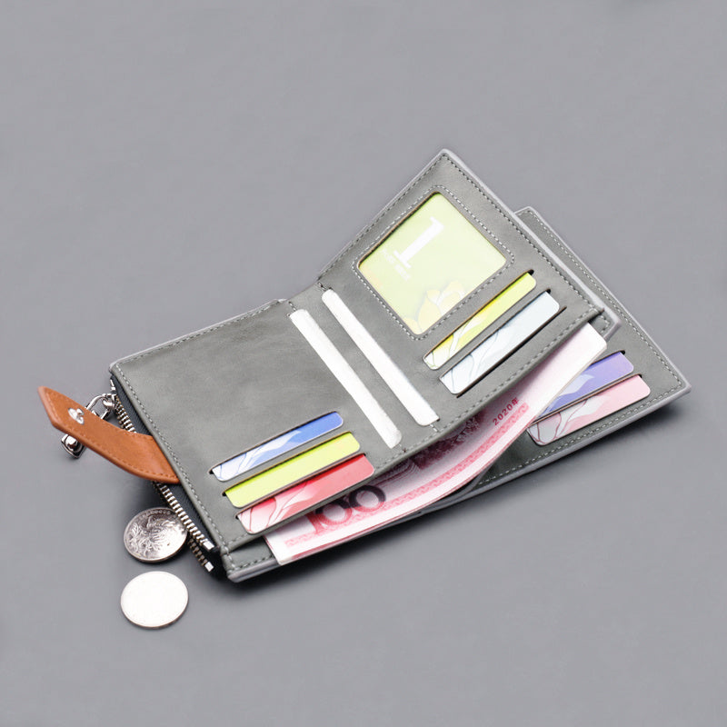 Men's Button Short Wallet Oxford Cloth Large Capacity Canvas Wallet