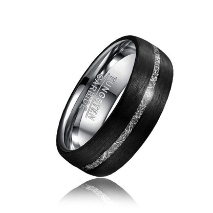 8mm Wide Inlaid Carbon Fiber Men's Tungsten Steel Ring