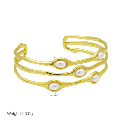 Stone Peach Heart Copper Plating 18K Gold Hollow Bracelet