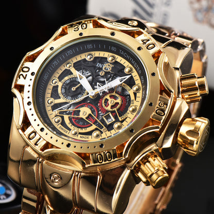 Quartz Watch With Hollow Dial Steel Band