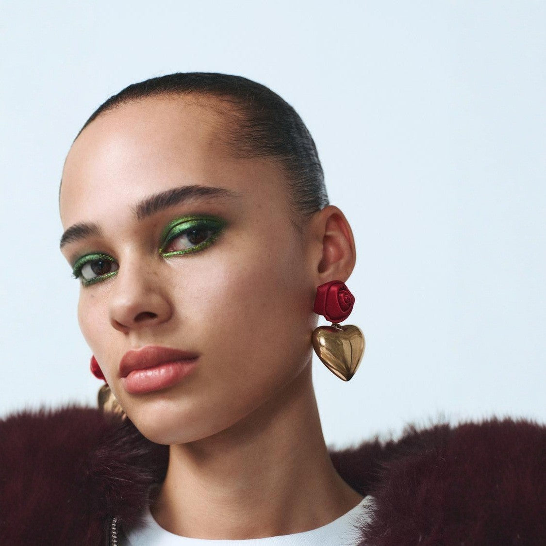 أقراط عيد الحب على شكل قلب وردي ثلاثي الأبعاد