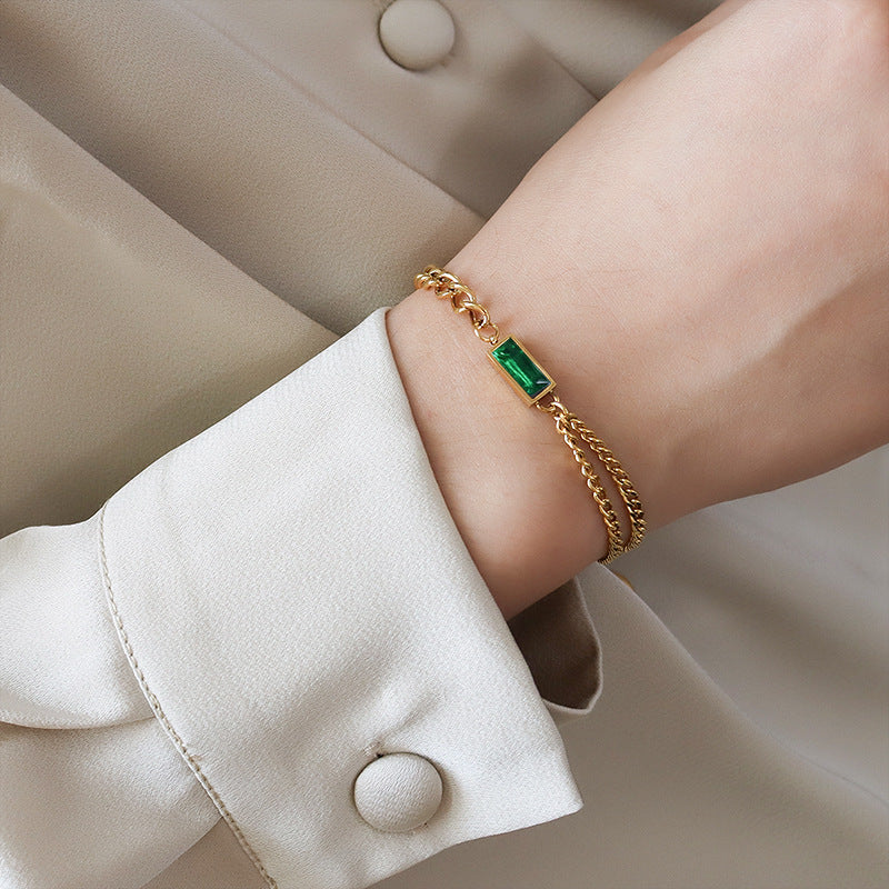 Zircon Double Chain Stacked Necklace Set For Women