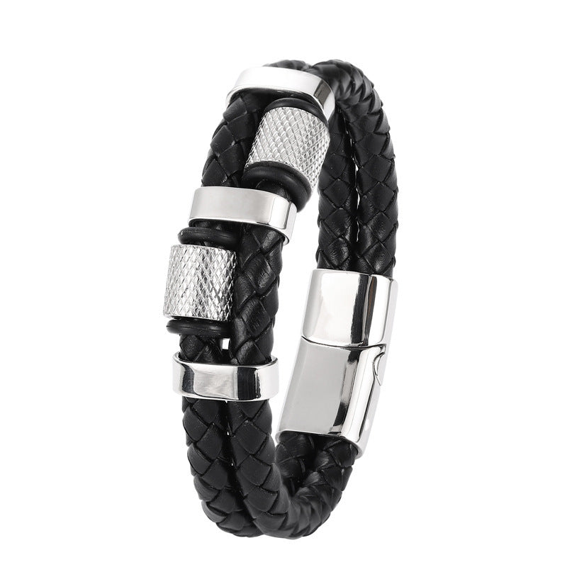 Explosive stainless steel magnet buckle leather bracelet