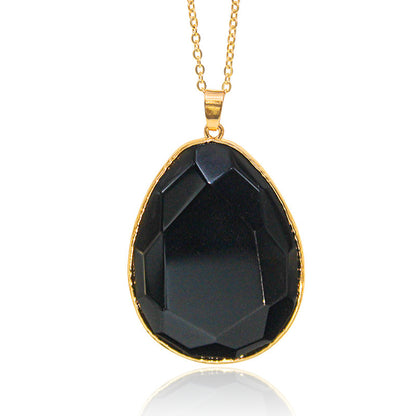 Natural Powder Crystal Cut Pendant With Crystal Raw Stone Slices