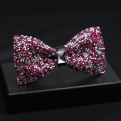 Fashionable Men's Shiny Diamond Bow Tie