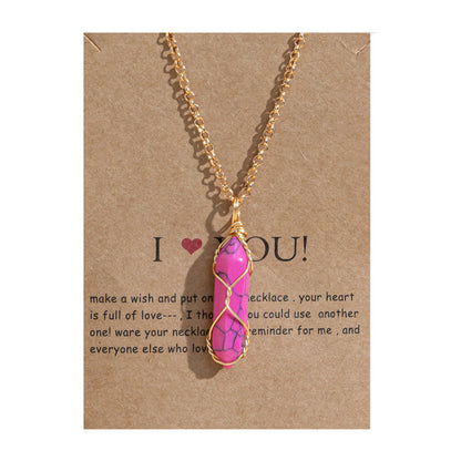 Men's And Women's Fashion Simple Copper Wire Hexagon Prism Necklace