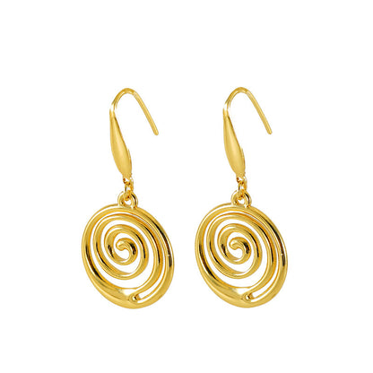 European And American Fashion Creative Geometric Spiral Stainless Steel Gold Plated Mosquito Coil Design Sense Earrings Women
