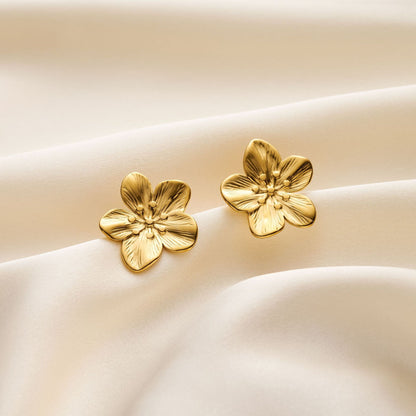 Non-fading Titanium Steel Flower Stud Earrings
