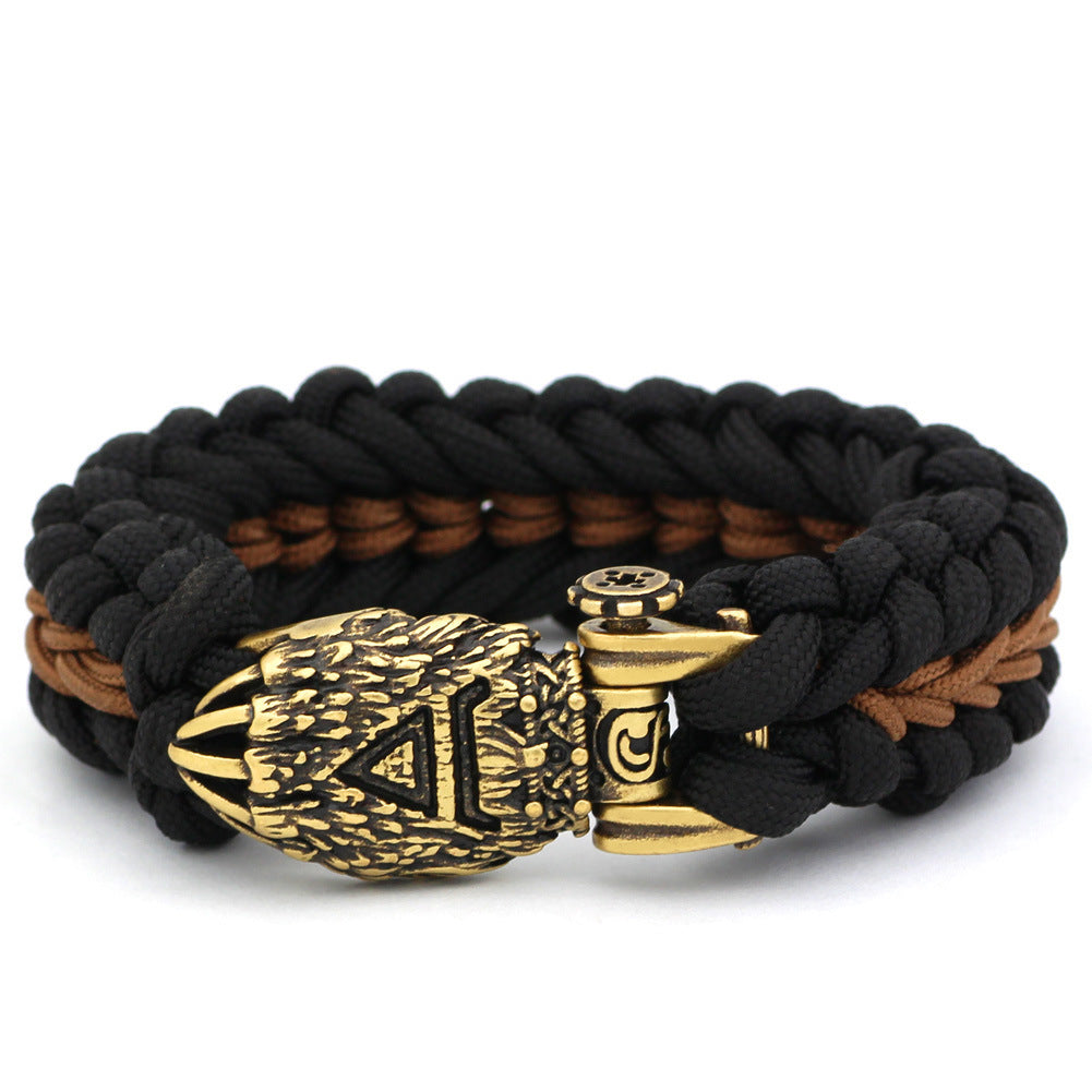 Nordisches neues handgewebtes Armband aus braunem Faden, Wikinger-Bärenklaue