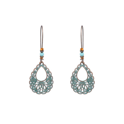 أقراط نسائية مرصعة بالألماس بتصميم بوهيمي مجوف