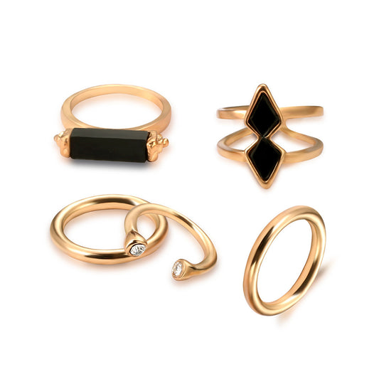 Fashion Joint Ring Set Electroplating 18K Gem Jewelry