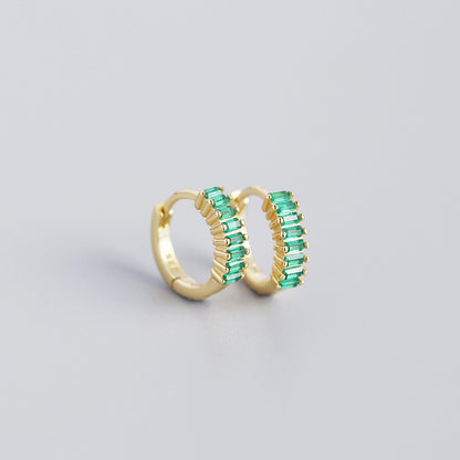 Women's Inlaid Cubic Zirconia Sterling Silver Stud Earrings