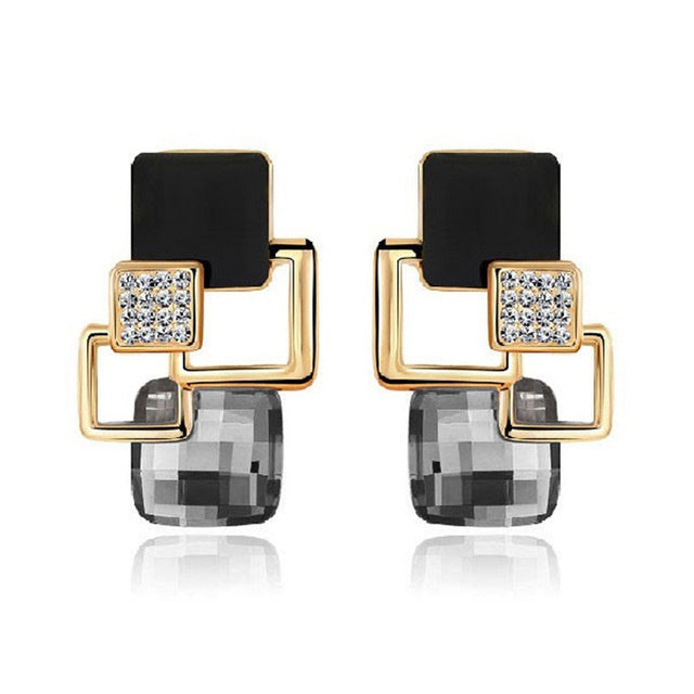 Classic crystal geometric square jewelry set