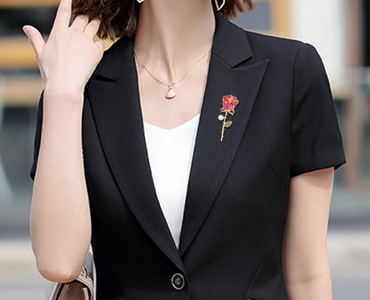 Fashion Alloy Brooch With Diamond And Pearl Flower