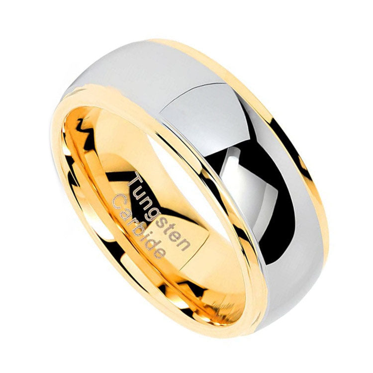 Fashion Tungsten Steel Ring Curved Line Gold
