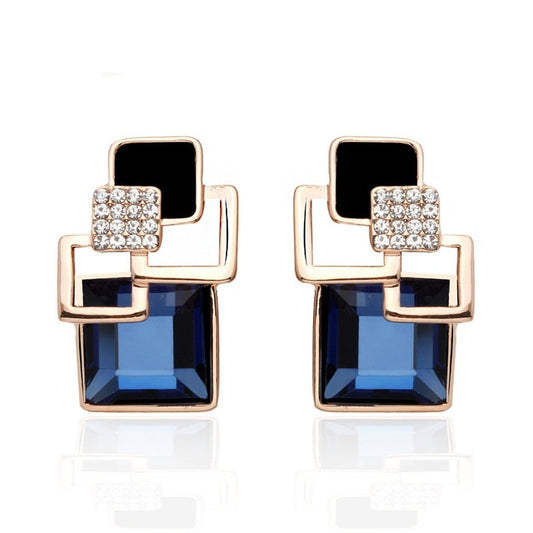 Classic crystal geometric square jewelry set